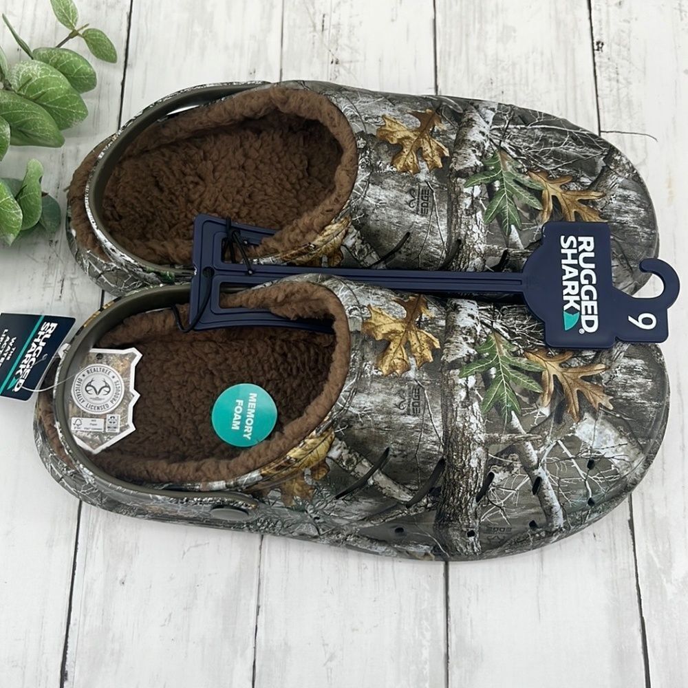 Men's Comfy Fuzzy Camo Lined EVA Clogs Sandals Shoes Size 9